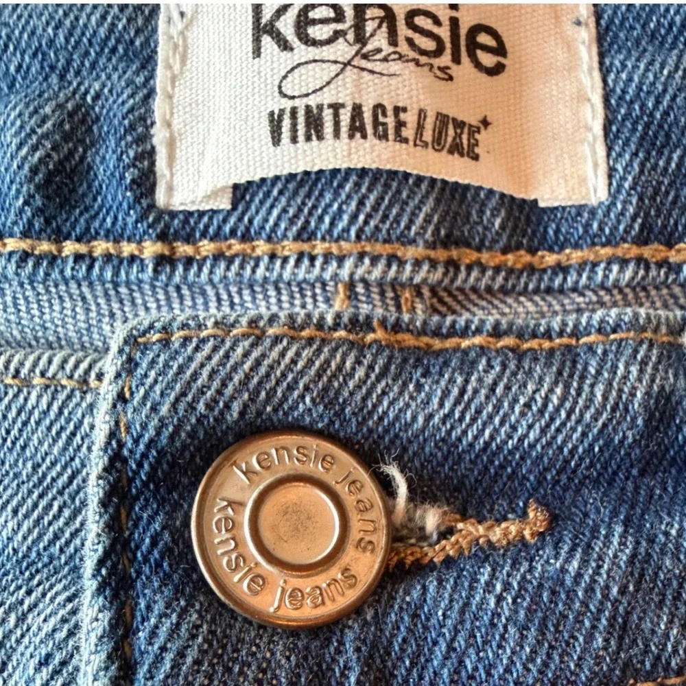 Kensie Jeans Vintage Luxe High Rise Distressed Denim Shorts Blue Women Size 27